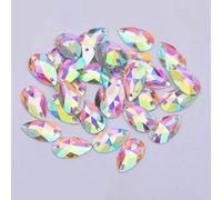17 * 28mm Sewing Large Teardrop Rhinestone Flat Back AB Crystal Stones Sew On Resin Strass Applique for Needlework Crafts-Crystal AB