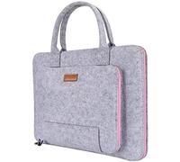 17.3-Inch Laptop Sleeve Ropch Felt Notebook Bag Computer Carrying Bag Compatible with 17.3" Acer/Asus/Dell/Lenovo/HP, Grey & Pink