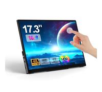 17.3" Portable Touch Screen 4K UHD 3840×2160 100% NTSC Metal Shell Tempered Glass Dual Speaker Stand and Sleeve USB-C HDMI HDR Freesync Plug & Play for PC Mac Phone