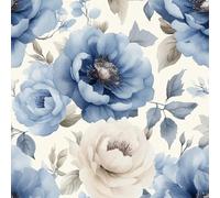17.3"x118" Blue Large Flowers Peel and Stick Wallpaper Watercolor Vintage Contact Paper Shelf Liner for Cabinets Non-Woven Fabrics Self Adhesive Removable Wall Paper Covering Bedroom