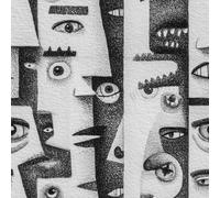 17.3"x118" Human Face Eyes Peel and Stick Wallpaper Abstract Hand-Painted Contact Paper Shelf Liner for Cabinets Non-Woven Fabrics Self Adhesive Removable Wall Paper Covering Bedroom