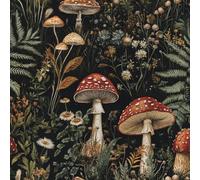 17.3"x118" Mushrooms Flowers Peel and Stick Wallpaper Forest Painted Contact Paper Shelf Liner for Cabinets Non-Woven Fabrics Self Adhesive Removable Wall Paper Covering Bedroom