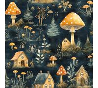 17.3"x118" Mushrooms Hut Peel and Stick Wallpaper Painted Forest Contact Paper Shelf Liner for Cabinets Non-Woven Fabrics Self Adhesive Removable Wall Paper Covering Bedroom
