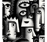 17.3"x197" Human Face Eyes Peel and Stick Wallpaper Abstract Hand-Painted Contact Paper Shelf Liner for Cabinets Non-Woven Fabrics Self Adhesive Removable Wall Paper Covering Bedroom