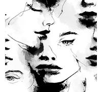 17.3"x197" Human Face Hand-Drawn Peel and Stick Wallpaper Abstract Art Contact Paper Shelf Liner for Cabinets Non-Woven Fabrics Self Adhesive Removable Wall Paper Covering Bedroom