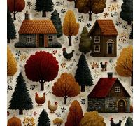 17.3"x197" Wooden House Big Tree Peel and Stick Wallpaper Painting Pastoral Contact Paper Shelf Liner for Cabinets Non-Woven Fabrics Self Adhesive Removable Wall Paper Covering Bedroom