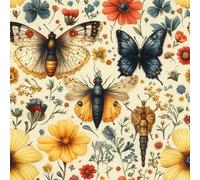 17.3"x236" Butterfly Flowers Peel and Stick Wallpaper Insects Vintage Contact Paper Shelf Liner for Cabinets Non-Woven Fabrics Self Adhesive Removable Wall Paper Covering Bedroom