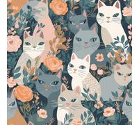 17.3"x393" Cat Flowers Peel and Stick Wallpaper Abstract Painted Contact Paper Shelf Liner for Cabinets Non-Woven Fabrics Self Adhesive Removable Wall Paper Covering Bedroom