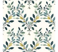 17.3"x393" Leaves Green Peel and Stick Wallpaper Painted Vintage Contact Paper Shelf Liner for Cabinets Non-Woven Fabrics Self Adhesive Removable Wall Paper Covering Bedroom