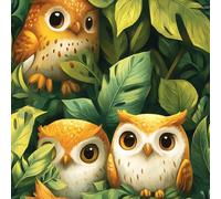 17.3"x393" Owl Leaves Peel and Stick Wallpaper Forest Painted Contact Paper Shelf Liner for Cabinets Non-Woven Fabrics Self Adhesive Removable Wall Paper Covering Bedroom