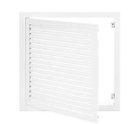 17.4 x 17.4 Louvered Access Panel with Push-Button Switch - Access Panel with Vent - White Aluminum - Inside Dimensions: 16 x 16 inch