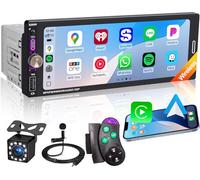 17.5 cm Single DIN Car Radio with Wireless Apple CarPlay, Car Bluetooth 5.2, AM FM Radio, IPS Touchscreen 1280 x 480, Reversing Camera, Type-C Quick Charge, USB, 180W Subwoofer, Android Car, GPS