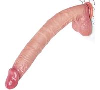 17.5 Inch Extra Long Realistic Dildo with Suction Cup - 13 Inch Insertable Deep Anal & Vaginal Training Toy, 2.3 Inch Diameter Dual-Layer Silicone, Flexible Snake-Like - Huge Thick Anal Dildo