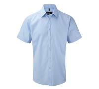 (17.5, Light Blue) Russell Mens Short Sleeve Herringbone Work Shirt