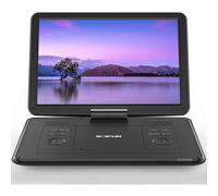 17.5" Portable DVD Player with 15.6" Large HD Swivel Screen, 6 Hours Rechargeable Battery, Support USB/SD Card/Sync TV and Multiple Disc Formats, No Region Restrict, High Volume Speaker, Black
