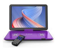 BOIFUN 17.5'' Portable DVD Player with 15.6" Large HD Swivel Screen, 6 Hours Rechargeable Battery, Support USB/SD Card/Sync TV and Multiple Disc Formats DVD Player, High Volume Speaker, Purple