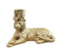 17.5cm Length Laying Down Gold Tiger Decorative Candle Stick Holder for Tapered/Dinner Candles Ornamen for the Home
