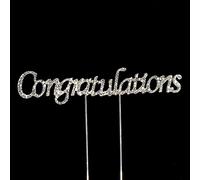 17.5cm x 3cm Congratulations Diamante Rhinestone Cake Topper Decoration