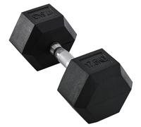 17.5KG Single Rubber Hex Dumbbell Portable Hand Weights Home Gym HOMCOM Black Standard