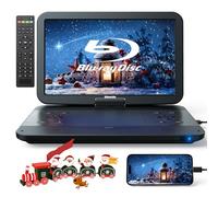 17.6" Portable Blu Ray DVD Player with 15.4" Screen, HDMI Input/Output, Sync Screen, 5 Hours Playing Time, 1080P MP4 MKV Video, Surround Audio, USB SD