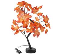 17.7" Fall Lighted Maple Tree, 24 LED Artificial Fall Decor Thanksgiving Decorations Table Tree Christmas Decorations Decor for Home Desktop Autumn Harvest Tabletop