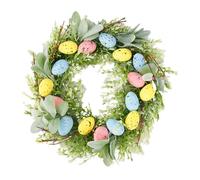 17.7 Inch Easter Wreath Spring Wreath, Artificial Flower Garland with Colorful Eggs and Eucalyptus Leaves for Front Door, Easter Egg Wreath Summer Farmhouse Holiday Wall Home Window Decor