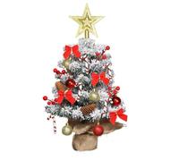 17. 7 Inch Mini Frosted Desktop Lighting Star Top Pinecones Red Bow Candy Canes Red Berries Hanging DIY Holiday Indoor Decor-200