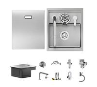 17.7 x 14.9 Inch Stainless Steel Bar Sink Brushed Scratch-Resistant Surface with Cup Washer and Pull Out Faucet - Perfect for RVs, Small Apartments, Home Bars, and Islands
