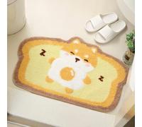 17.7'' x 25.5'' Cute Bath Rug Animal Area Rug Super Soft Toast Mat Thick Plush Foot Mat Water Absorption Anti Slip Rug for Bathroom and Bedroom, Korgi