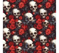 17.7"x118.1" Red Rose Wallpaper Peel and Stick Floral Skull Wallpapers Boho Sugar Dark Black Skull Floral Wallpaper for Drawer Cabinet Halloween Home Wall Decor