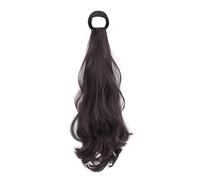 17.72in Elegant Low Tie Ponytail Extension - Lightweight Elastic Band Design for Gym/Yoga, Natural Wavy Ends with Sweat-Resistant Grip
