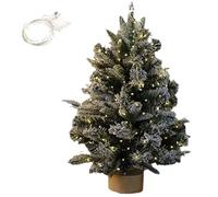 17.7in/45CM Pre-lit Artificial Small Mini Snow White Christmas Tree with Warm White LED Lights,Perfect for Xmas Tabletop Decorations, Home, Kitchen, Dining Table top Snow (Snow accumulation)