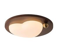 17.7in Heart Shaped LED Ceiling Light Walnut Finish Flush Mount Ceiling Fixture White Acrylic Shade Soft Warm Lighting Modern Close to Ceiling Lamp for Bedroom Living Room Kids Room