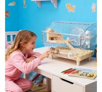 17.7X11x13.3 Inch Dwarf Hamster Cage, Hedgehog House with 2-Layer Clear Habitat, Accommodates 3-8 Rodents, for Hedgehog Gerbil Chinchilla Small Pet Breeding Indoor