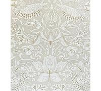 17.7x394in Vintage Floral Wallpaper Peel and Stick William Morris Wallpaper Neutral Strawberry Bird Botanical Self Adhesive Removable Waterproof Contact Paper for Living Room Bedroom Bathroom