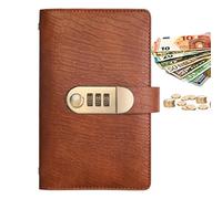 17.8x11cm 100 Envelope Challenge Binder - Money Saving Binder, 100 Envelopes Money Saving Challenge, PU Leather Budget Planner with Combination Lock | Vintage Cash Budget Book for Students Couples