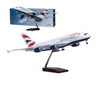 17.9” 1:160 Scale Model Airplane British A380 Model Jet Plane Resin with wheels Diecast for Gift Ornament(Upgrade)