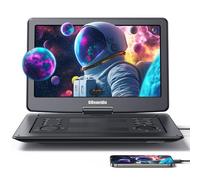 17.9" Portable DVD Player with 15.6" Large HD Screen 5 Hours Rechargeable Battery, Support HDMI Input, Sync TV/Phone, 1600x900, USB TF Card, Multi-formats, Last Memory, Region Free, Dual Speaker