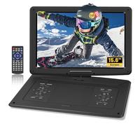 17.9" Portable DVD Player with 15.6’’ Large HD Screen, 6Hrs Play, DVD Player Portable with Dual Speaker, Last Memory, Support SYNC TV/USB/SD Card, Play All Discs Format Except Blu-ray, Black