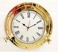17" Antique Marine Solid Brass Ship Porthole Analog Clock Nautical Wall Clock Home Decor