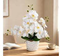 17" Artificial Orchid Flowers in Pots White Artificial Flowers Fake Orchid