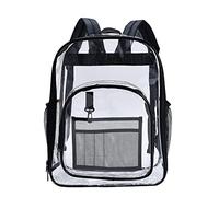 17" Clear Backpack Water Resistant Transparent Backpack Heavy Duty See Through Backpack Large Capacity Bookbag School Bag with Adjustable Straps for School, Work, Stadium, Security Travel, College FI