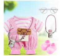 17 cm Cute Doll Clothes Design Outfit Blind Mystery Box Mart Accessories Mini La Boo-Boo Labooboo Blah Bu Bu BuLafufu Labibu Labubi Ropa Plush Toy Stuff Dress Overalls Hoodie Pajamas Pink