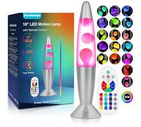 17 Colours Changing Large Liquid Motion Lamps with Remote: Giant LED Night Light for Kids Adults - Relaxing Table lamp Glitter Mood Lighting for Home Room Office Christmas Decor (Pink Wax, 16 Inch)