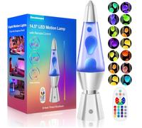 17 Colours Changing Large Liquid Motion Lamps with Remote: LED Smart Night Light for Kids Adults - Relaxing Table lamp Glitter Mood Lighting for Room Decor Birthday Gifts (White Wax, 14.5 Inch)