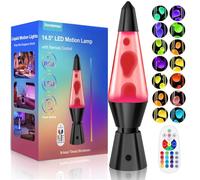 17 Colours Changing Large Liquid Motion Lamps with Remote: LED Smart Night Light for Kids Adults - Relaxing Table lamp Glitter Mood Lighting for Room Decor Birthday Gifts (Black Base, 14.5 Inch)