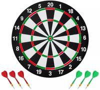 17" Double-Sided Dart Board Game Set for Adults & Kids with 6 Steel Tip Darts Target Practice & Bullseye Dartboard for Home, Office, Pub, Parties & Family Fun