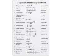 17 Equations That Changed The World Math Classroom Poster Metal Tin Sign Wall Art Decor for Home Bedroom Living Room Kitchen Garage Bar Cafe Office 6x8inch