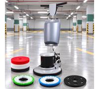 17" Floor Buffer Polisher Machine, 1500W Commercial Floor Scrubber | Deep Cleaning Hard Floors and Carpets with Ease, 2 Brushes & 5 Cleaning Pads, 13L Tank, Rubber Transport Wheels