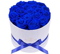 17 Flowers in a Luxury Suede Box, Birthday Gifts for Women, Preserved Flowers, Mothers Day Roses Gift for Mom, Royal Blue